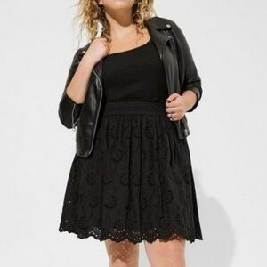 Mini Embroidered Cotton Smocked Ruffle Skirt